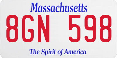 MA license plate 8GN598