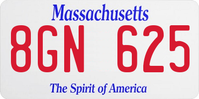 MA license plate 8GN625