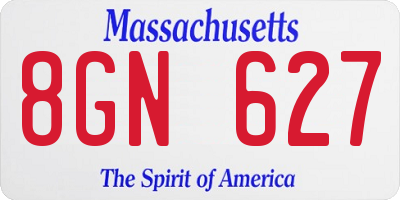 MA license plate 8GN627