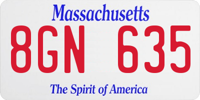 MA license plate 8GN635