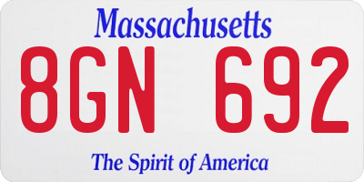MA license plate 8GN692