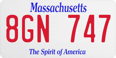 MA license plate 8GN747