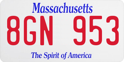 MA license plate 8GN953