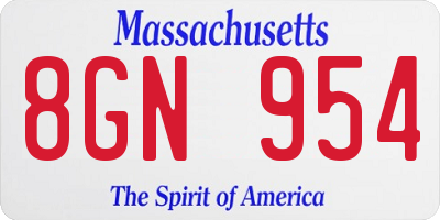 MA license plate 8GN954