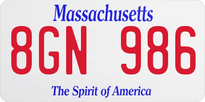 MA license plate 8GN986