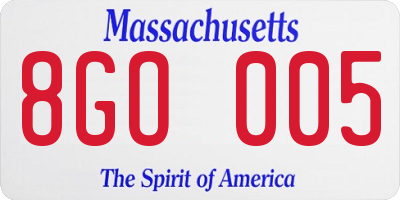 MA license plate 8GO005