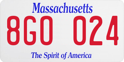 MA license plate 8GO024