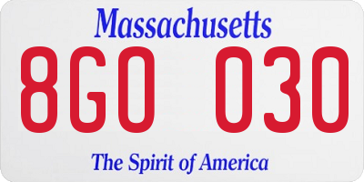 MA license plate 8GO030