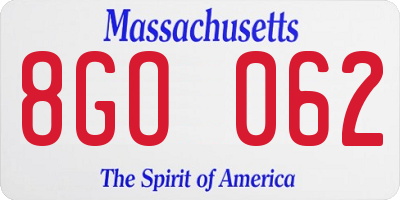 MA license plate 8GO062