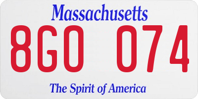 MA license plate 8GO074