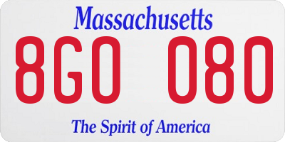 MA license plate 8GO080