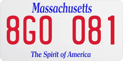 MA license plate 8GO081