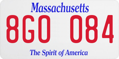 MA license plate 8GO084