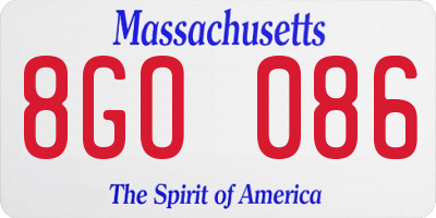 MA license plate 8GO086