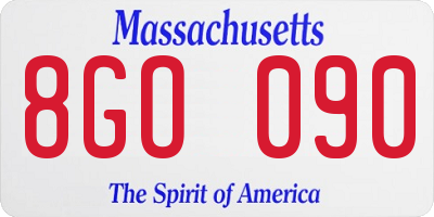 MA license plate 8GO090