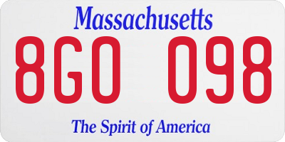 MA license plate 8GO098