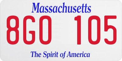 MA license plate 8GO105