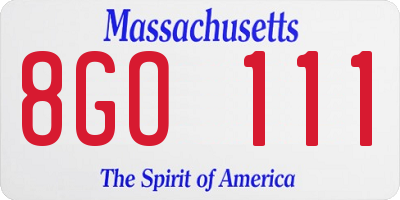 MA license plate 8GO111