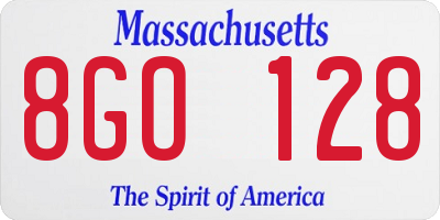 MA license plate 8GO128