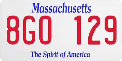 MA license plate 8GO129