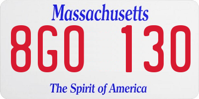 MA license plate 8GO130