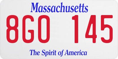 MA license plate 8GO145