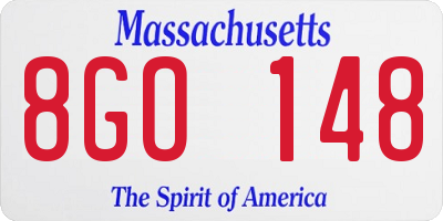 MA license plate 8GO148