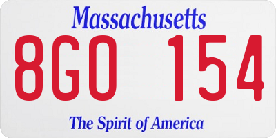MA license plate 8GO154