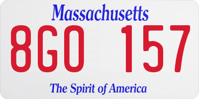MA license plate 8GO157