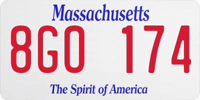 MA license plate 8GO174