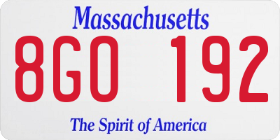 MA license plate 8GO192