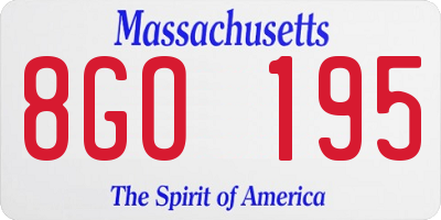 MA license plate 8GO195