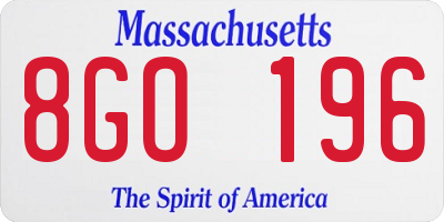 MA license plate 8GO196