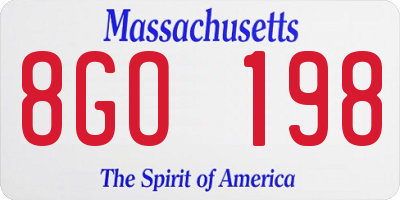 MA license plate 8GO198