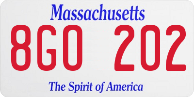 MA license plate 8GO202