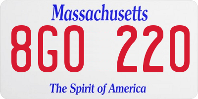 MA license plate 8GO220