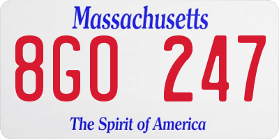 MA license plate 8GO247