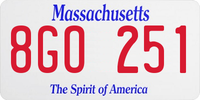 MA license plate 8GO251