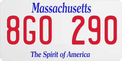 MA license plate 8GO290