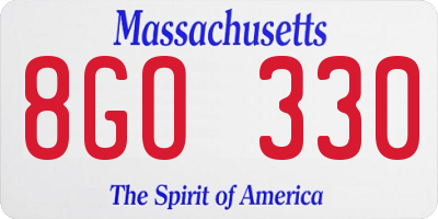 MA license plate 8GO330