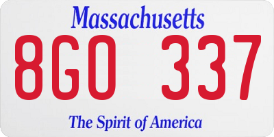 MA license plate 8GO337