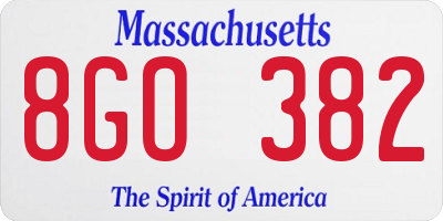 MA license plate 8GO382
