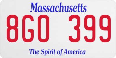 MA license plate 8GO399