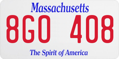 MA license plate 8GO408