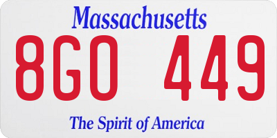 MA license plate 8GO449