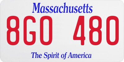 MA license plate 8GO480