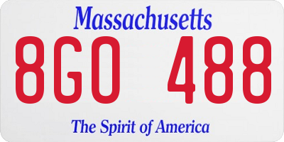 MA license plate 8GO488