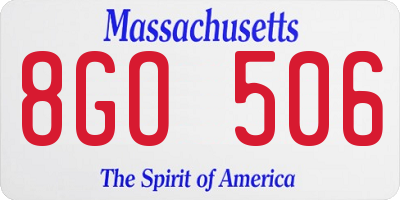 MA license plate 8GO506