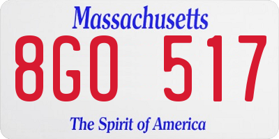 MA license plate 8GO517