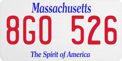 MA license plate 8GO526